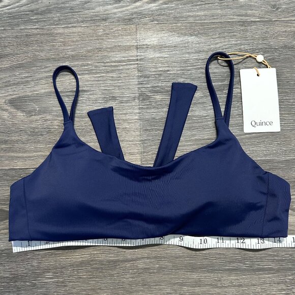 NWT Quince Small Italian Scoop Neck Bikini Tie Top Low Rise Bottom Deep Navy - Picture 5 of 9